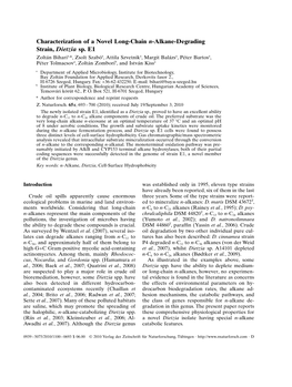 Characterization of a Novel Long-Chain N-Alkane-Degrading Strain, Dietzia Sp. E1