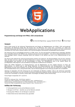 Webapplications Mit HTML5, CSS3 Und Javascript