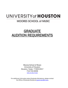 Graduate Audition Requirements