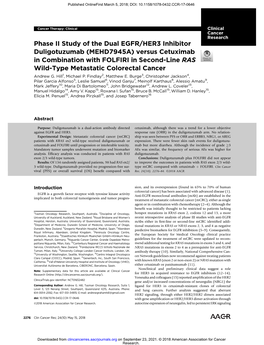 Phase II Study of the Dual EGFR/HER3 Inhibitor