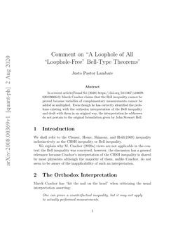 Comment On" a Loophole of All" Loophole-Free" Bell-Type Theorems"