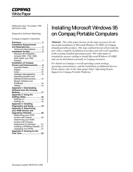 Installing Microsoft Windows 95 on Compaq Portable Computers 2