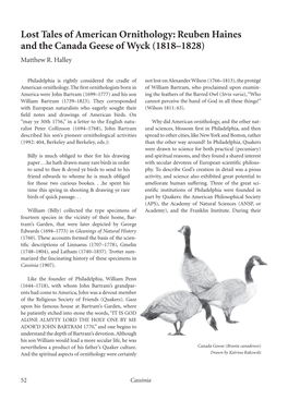 Reuben Haines and the Canada Geese of Wyck (1818–1828) Matthew R