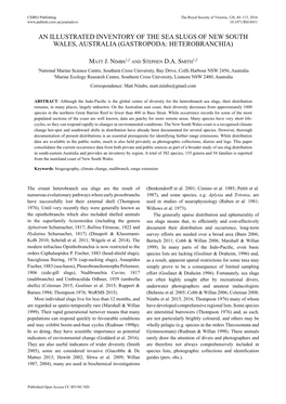 An Illustrated Inventory of the Sea Slugs of New South Wales, Australia (Gastropoda: Heterobranchia)