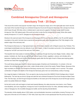 Combined Annapurna Circuit and Annapurna Sanctuary Trek - 25 Days