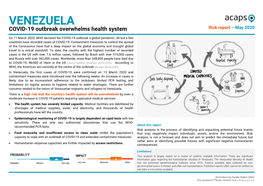 VENEZUELA COVID-19 Outbreak Overwhelms Health System Risk Report – May 2020