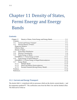 Chapter 11 Density of States, Fermi Energy and Energy Bands