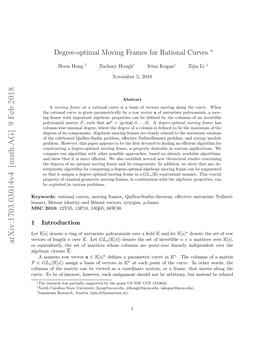 Degree-Optimal Moving Frames for Rational Curves ∗