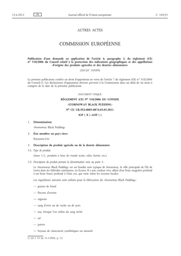 (CE) No 510/2006 Du Conseil Relatif À