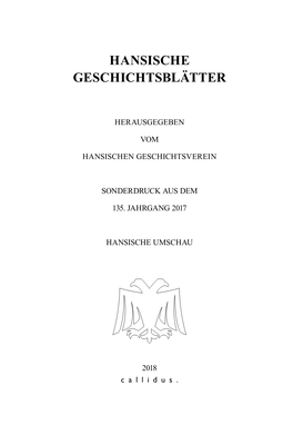 Hansische Geschichtsblätter