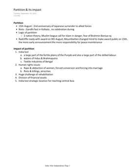 India After Independence Page 1 Consolidation of Princely States Tuesday, September 29, 2015 8:19 PM