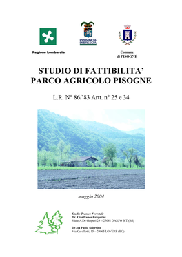 Studio Di Fattibilita' Parco Agricolo Pisogne