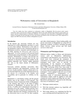 Webometrics Study of Universities in Bangladesh