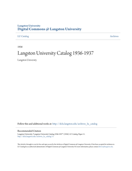 Langston University Catalog 1936-1937 Langston University
