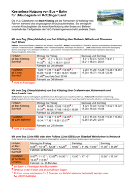 Kostenlose Nutzung Von Bus + Bahn Für Urlaubsgäste Im Kötztinger Land