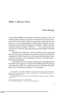 Mülleros Memory Work