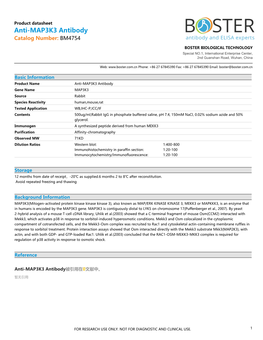 Datasheet BM4754 Anti-MAP3K3 Antibody