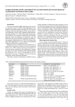 Stable Isotope Study and Origin of Alunite From