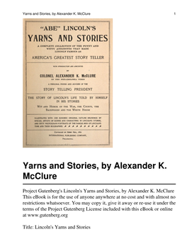 ''Abe'' Lincoln's Yarns and Stories