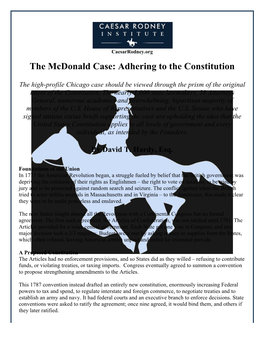 The Mcdonald Case: Adhering to the Constitution