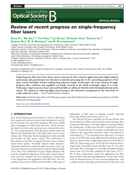 Review of Recent Progress on Single-Frequency Fiber Lasers