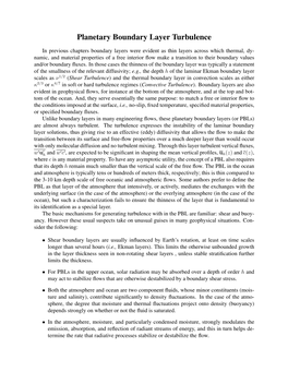 Planetary Boundary Layer Turbulence