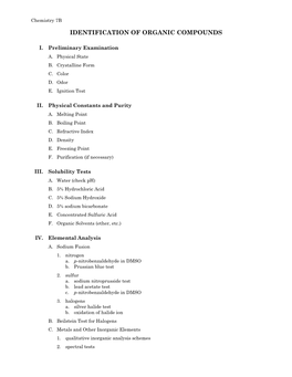 Identification of Organic Compounds