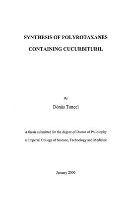 Synthesis of Polyrotaxanes Containing Cucurbituril