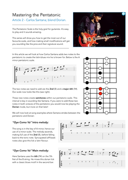 Mastering the Pentatonic Article 2 - Carlos Santana; Blend Dorian