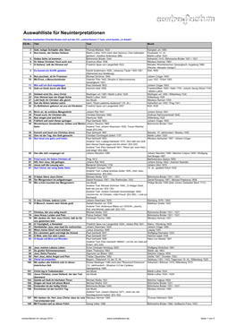 Auswahlliste Für Neuinterpretationen