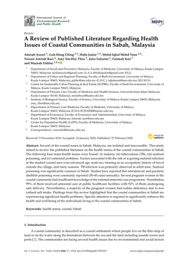 A Review of Published Literature Regarding Health Issues of Coastal Communities in Sabah, Malaysia