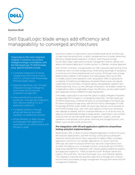 Dell Equallogic Blade Arrays Add Efficiency and Manageability to Converged Architectures