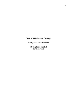 War of 1812 Lesson Package