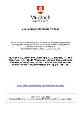 Mycosphaerella and Teratosphaeria Diseases of Eucalyptus; Easily Confused and with Serious Consequences