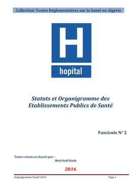 Statuts Et Organigramme Des Etablissements Publics De Santé