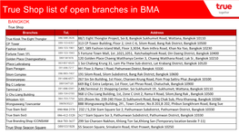True Shop List of Open Branches in BMA BANGKOK True Shop Branches Tel