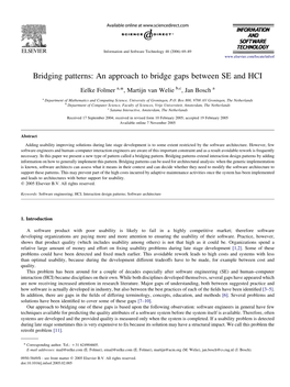 Bridging Patterns: an Approach to Bridge Gaps Between SE and HCI