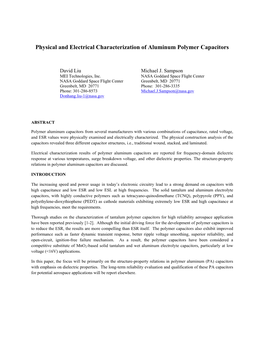 Physical and Electrical Characterization of Aluminum Polymer Capacitors