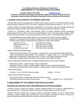 Management of the Developing Occlusion