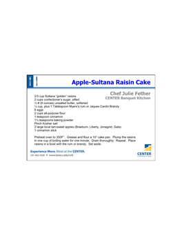 Apple-Sultana Raisin Cake