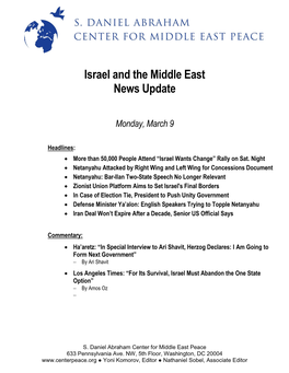 Israel and the Middle East News Update