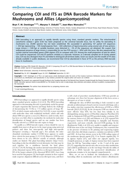 Comparing COI and ITS As DNA Barcode Markers for Mushrooms and Allies (Agaricomycotina)