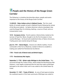 People and the History of the Rouge Green Corridor