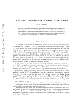 QUANTUM AUTOMORPHISMS of FOLDED CUBE GRAPHS 3 with Generators Uij, 1 ≤ I, J ≤ N and Relations