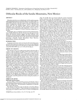 Orbicular Rocks of the Sandia Mountains, New Mexico