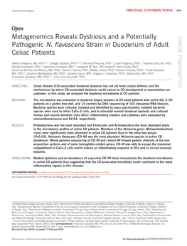 Metagenomics Reveals Dysbiosis and a Potentially Pathogenic N