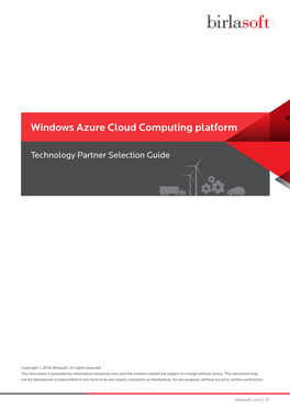 Windows Azure Cloud Computing Platform