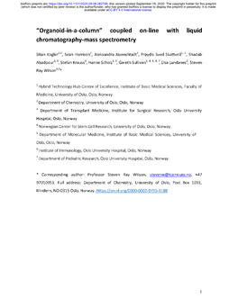 Organoid-In-A-Column” Coupled On-Line with Liquid Chromatography-Mass Spectrometry