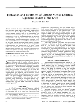 Evaluation and Treatment of Chronic Medial Collateral Ligament Injuries of the Knee Frederick M