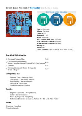 Front Line Assembly Circuitry Mp3, Flac, Wma